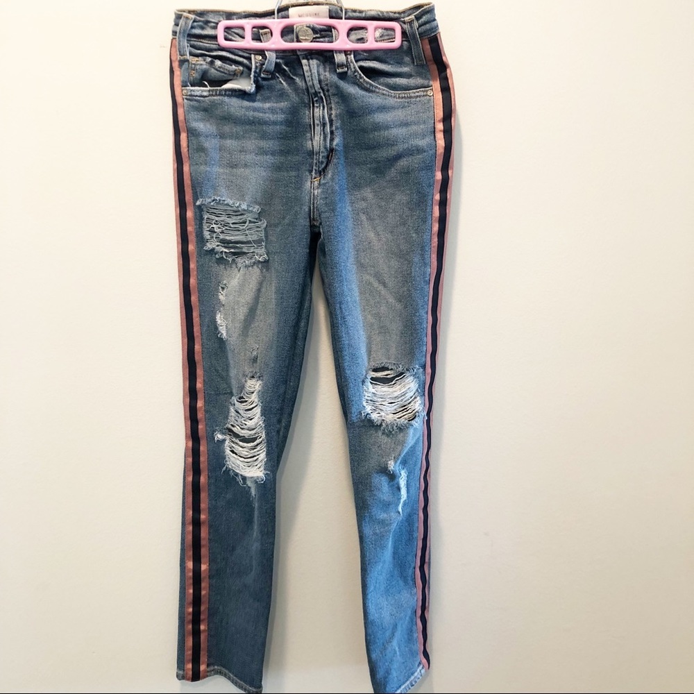 Anthropologie McGuire High Waist Striped Cropped Jeans Size 25